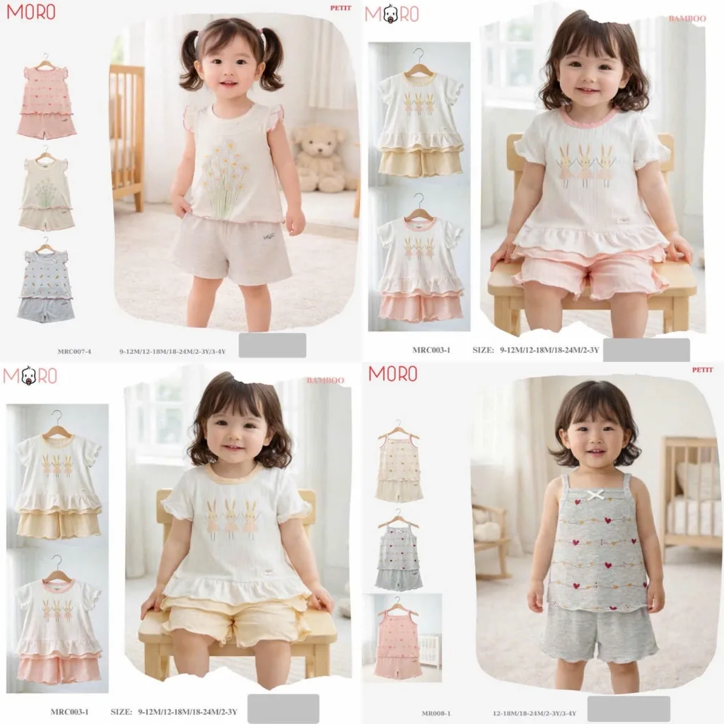 MORO - Bộ quần áo cộc tay cho bé từ 6 tháng đến 4 tuổi
