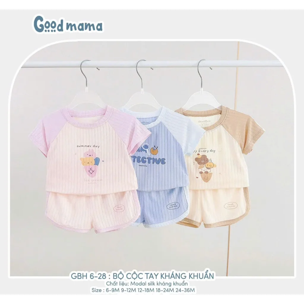 GOODMAMA - Bộ cộc tay bé trai, bé gái hãng Goodmama